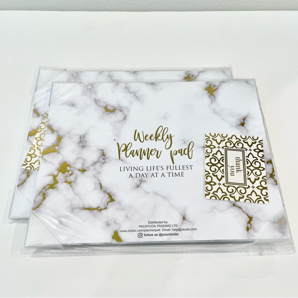 2-Pack Set - Marble Weekly Planner Pad with Gold Accents - 52 Weeks - Brand New